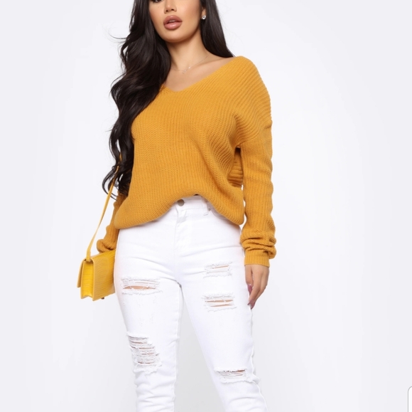 Fashion Nova Fall sweater Mustard sz. M - Picture 2 of 9